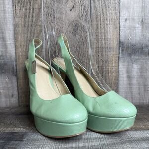 Womens Calvin Klein Gracen Mint Green Patent Leather Slingback Pumps Size 8 M